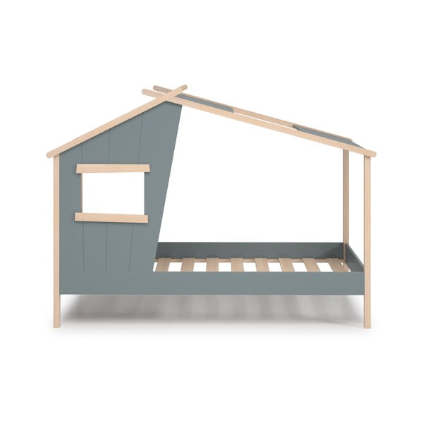 Domečková dětská postel šedozelená z borovicového dřeva s roštem 90x190 cm Luba – Marckeric