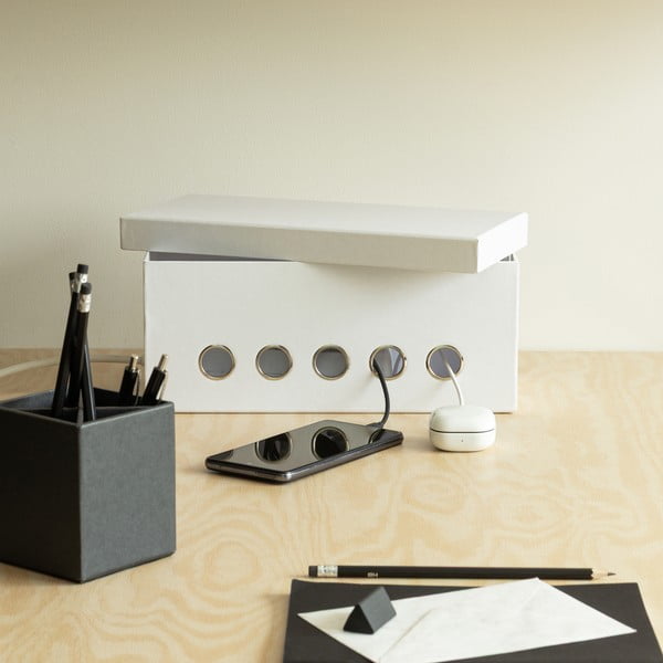 Bílý kartonový organizér na kabely Cordy Paper Laminate – Bigso-image-1