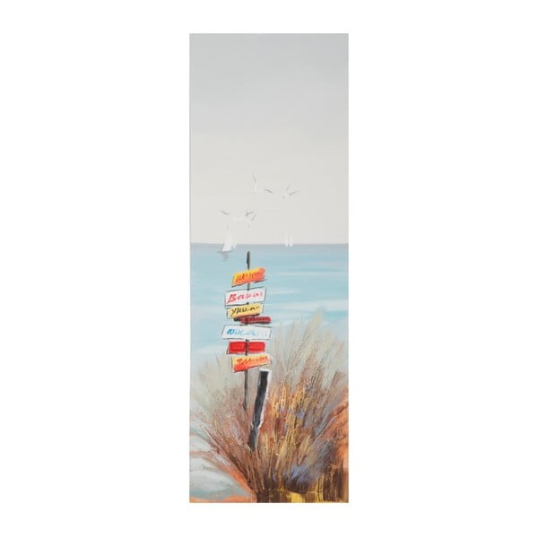 Ručně malovaný obraz v rámu z borovicového dřeva Mauro Ferretti Beach Signpost, 30 x 90 cm