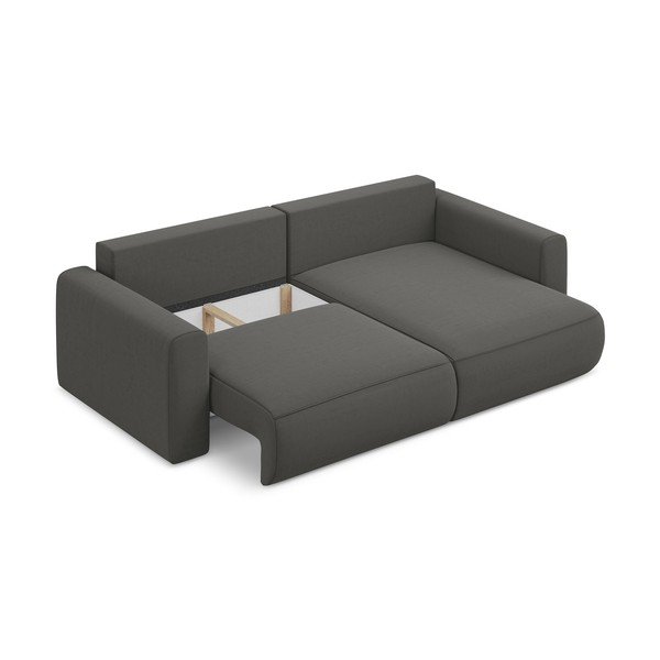 Tmavě šedá sametová rozkládací/s úložným prostorem rohová pohovka (pravý roh/s lenoškou) Kapua – Makamii-image-3