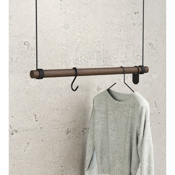 Hnědý nástěnný věšák z dubového dřeva 80 cm Swing M – LIND DNA-image-1