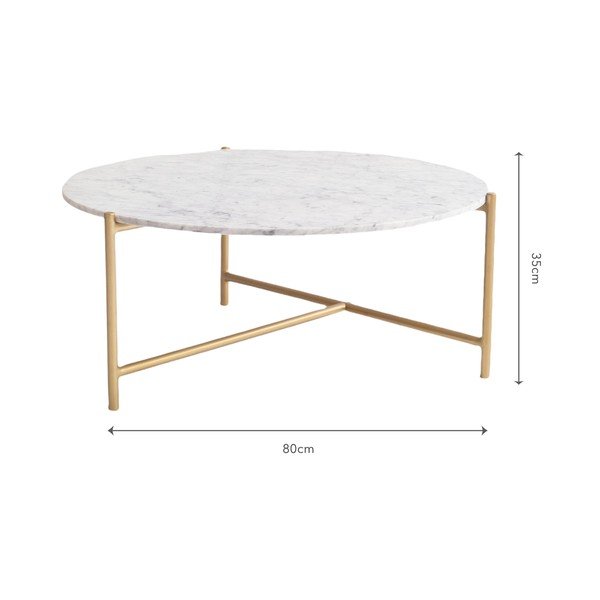 Bílý mramorový kulatý konferenční stolek ø 80 cm Morgans – Really Nice Things-image-3