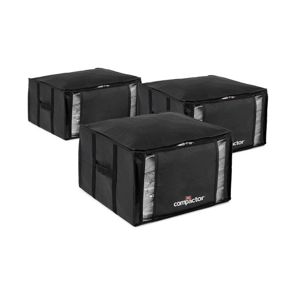 Černé vakuové plastové úložné boxy v sadě 3 ks 42x40x25 cm Black Edition – Compactor-image-2