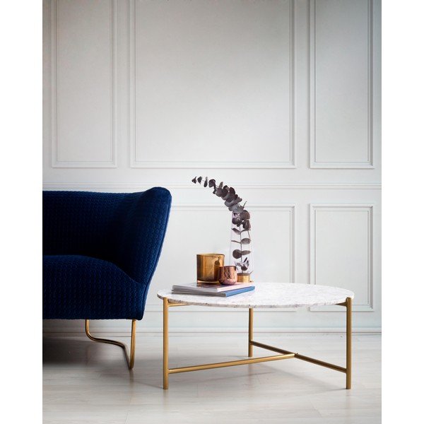 Bílý mramorový kulatý konferenční stolek ø 80 cm Morgans – Really Nice Things-image-1