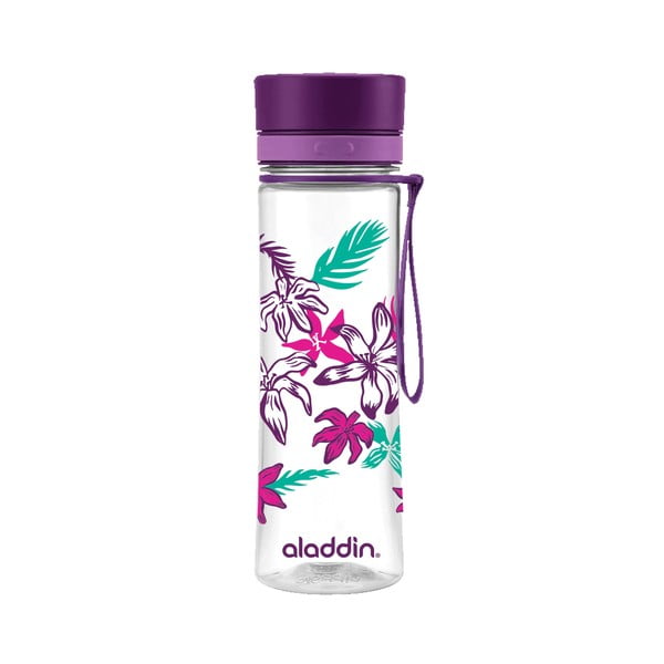 Láhev na vodu s fialovým víčkem a potiskem Aladdin Aveo Bloom, 600 ml