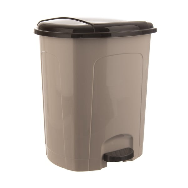 Hnědý nášlapný plastový odpadkový koš 30 l – Orion