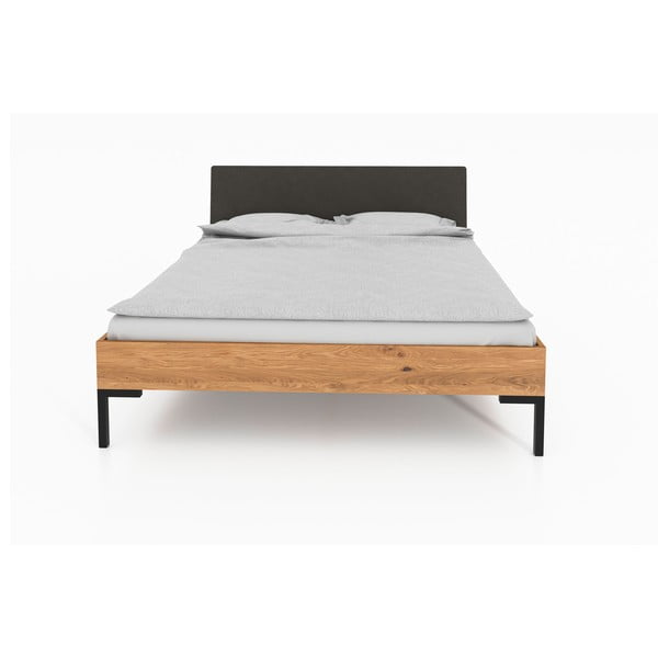 Dvoulůžková postel z dubového dřeva s čalouněným čelem 140x200 cm Abies 1 – The Beds-image-3