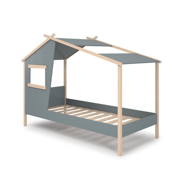 Domečková dětská postel šedozelená z borovicového dřeva s roštem 90x190 cm Luba – Marckeric-image-3