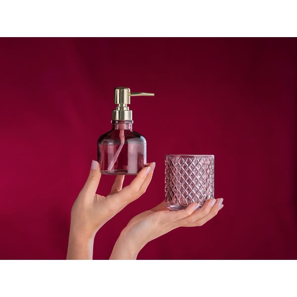 Tmavě růžový skleněný kelímek na zubní kartáčky Atessa – Wenko-image-1