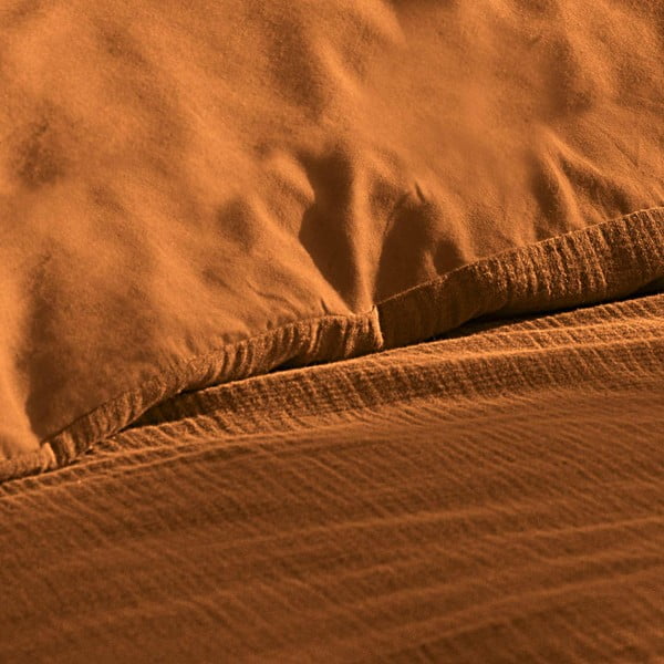 Oranžové/hnědé mušelínové povlečení na dvoulůžko/prodloužené 240x220 cm Angelia – douceur d'intérieur-image-1