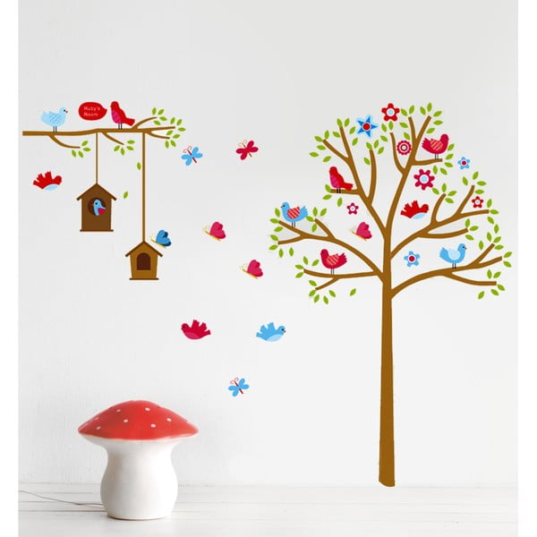 Samolepka na stěnu Strom a ptáčci, 60x90 cm