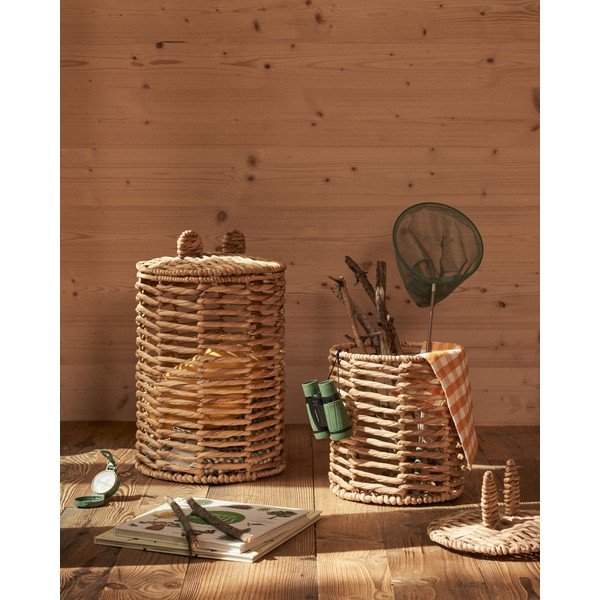 Dětské koše na hračky v sadě 2 ks z vodního hyacintu v přírodní barvě ø 30x50 cm Venezia – Kave Home-image-1