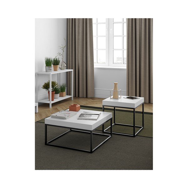 Bílý odkládací stolek s černou konstrukcí TemaHome Petra-image-1