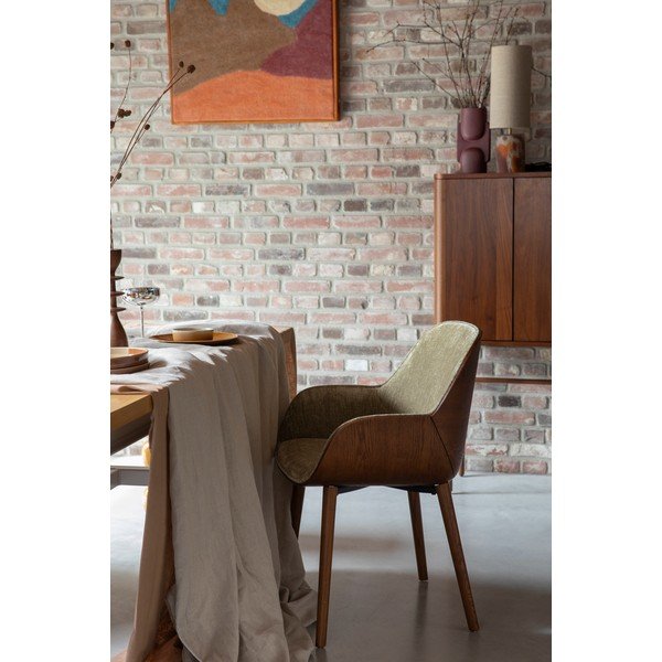 Zelené čalouněné jídelní křeslo s područkami Taylor – Dutchbone-image-1