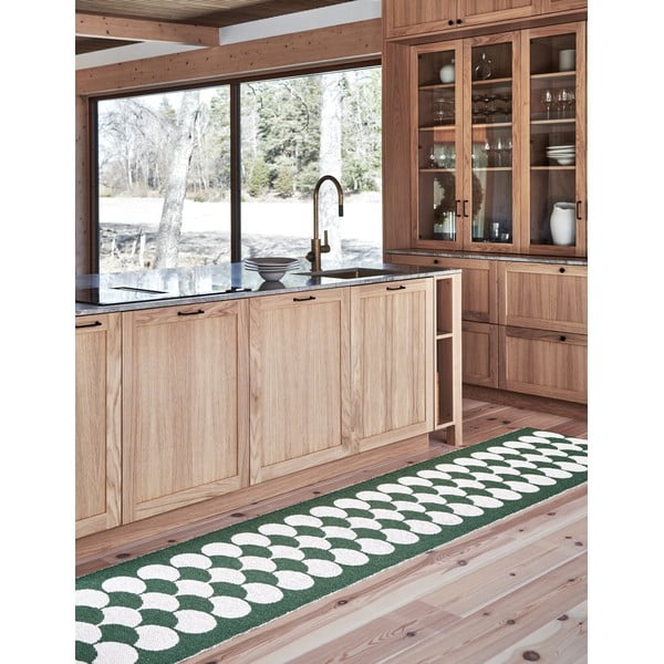 Zeleno-krémový vnitřní a venkovní běhoun 70x250 cm Poppy Oregano – Pappelina-image-1