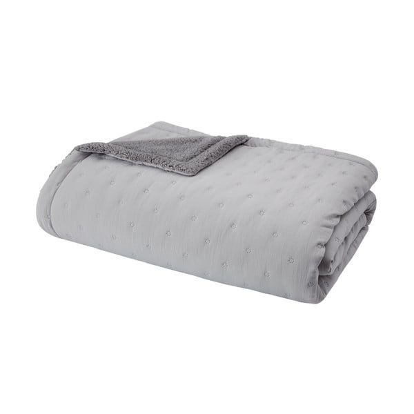 Šedý prošívaný přehoz s beránkem 220x230 cm Cosy Nori – Catherine Lansfield