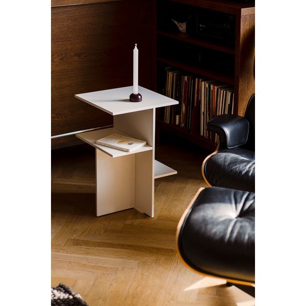 Šedobéžový noční stolek s poličkami Atik – noo.ma-image-1