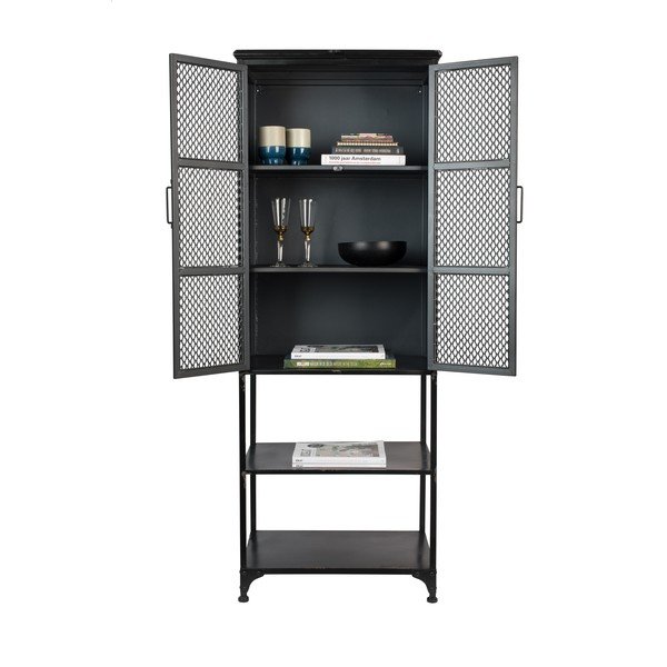 Černá kovová vitrína 60x161 cm Denver – Dutchbone-image-4