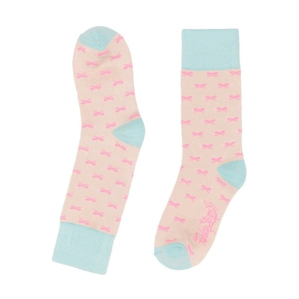 Růžovo–modré ponožky Funky Steps Bowtie, velikost 35 - 39
