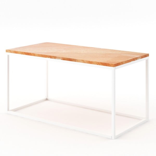 Velký béžový konferenční stůl z mramoru s bílým podnožím Absynth Noi Spain