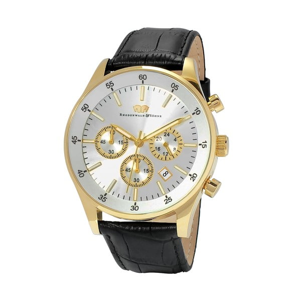Černé pánské hodinky s ciferníkem zlaté barvy Rhodenwald & Söhne Goodwill