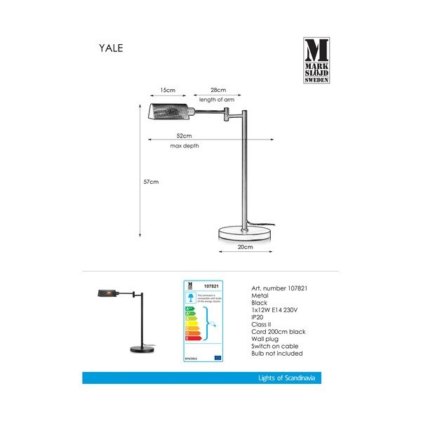 Černá stolní lampa Markslöjd Yale Table Black-image-2