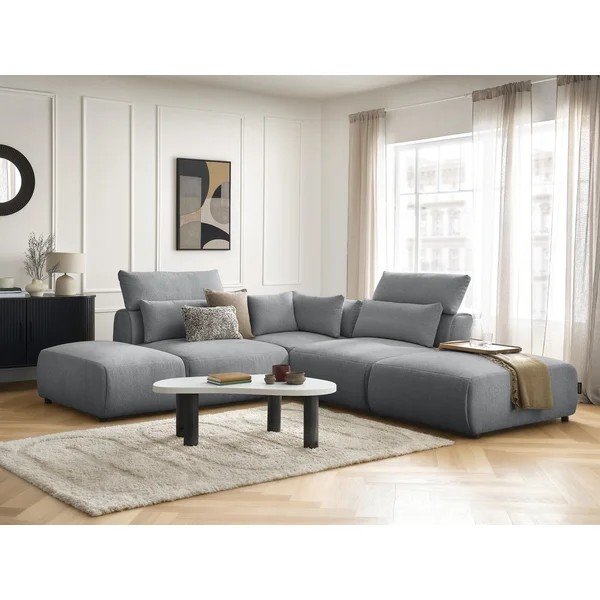 Tmavě šedá polohovací modulární rohová pohovka Jana – Bobochic Paris-image-3