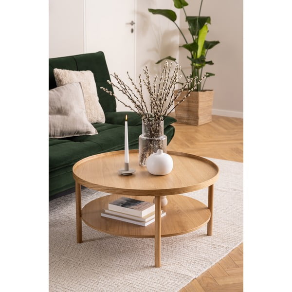 Kulatý konferenční stolek v dekoru dubu v přírodní barvě ø 80 cm Banbury – Actona-image-2