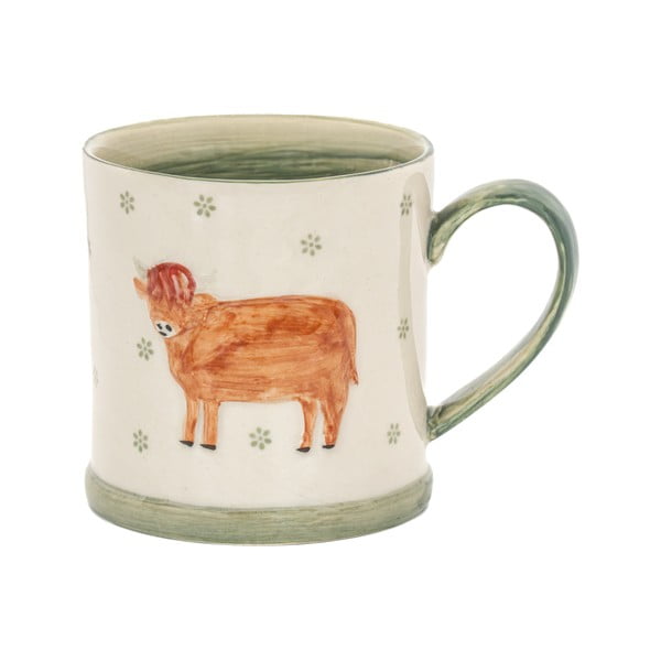 Zelený/béžový hrnek z kameniny 225 ml Cow – Sass & Belle