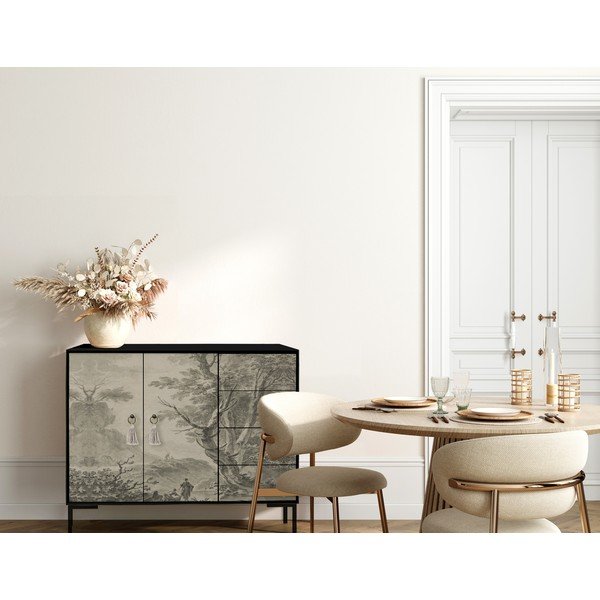 Černo-béžová nízká komoda 113x84 cm Wilma – Really Nice Things-image-3