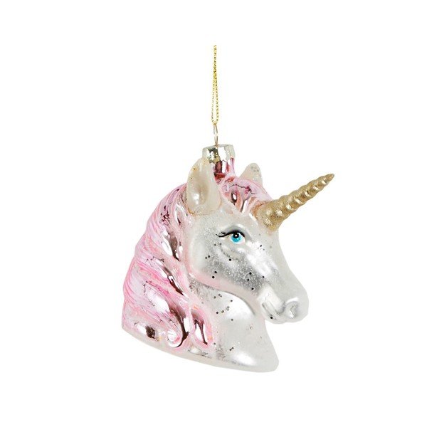 Skleněná ručně vyrobená vánoční ozdoba 9 cm Pink Shimmer Unicorn – Sass & Belle