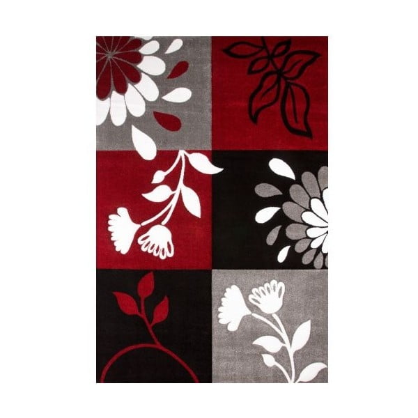Koberec Black Red Floral, 160x230 cm