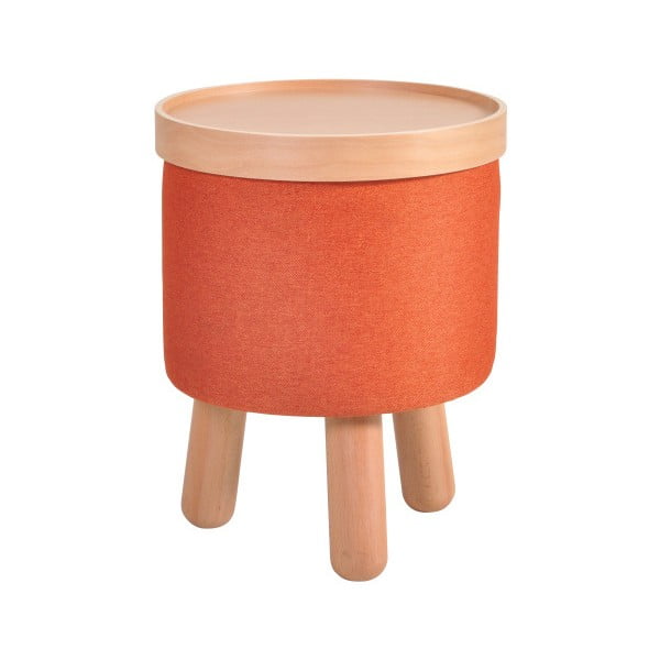 Oranžová stolička s detaily z bukového dřeva a odnímatelnou deskou Garageeight Molde, ⌀ 35 cm