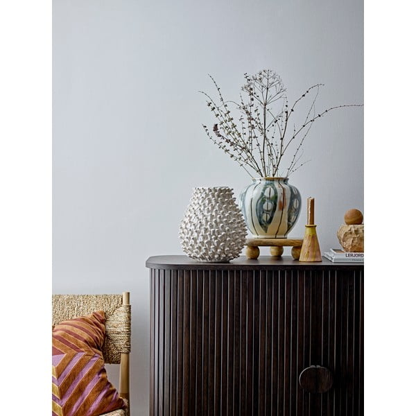 Krémová ručně vyrobená váza z kameniny Spikey – Bloomingville-image-1