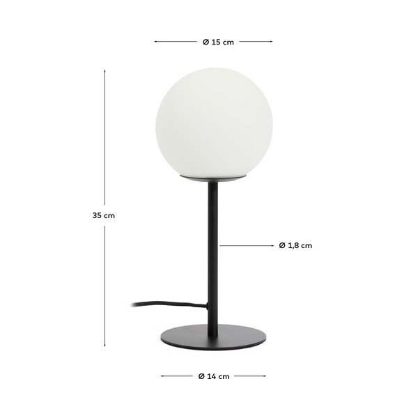Bílá/černá stolní lampa se skleněným stínidlem (výška 35 cm) Brisia – Kave Home-image-4