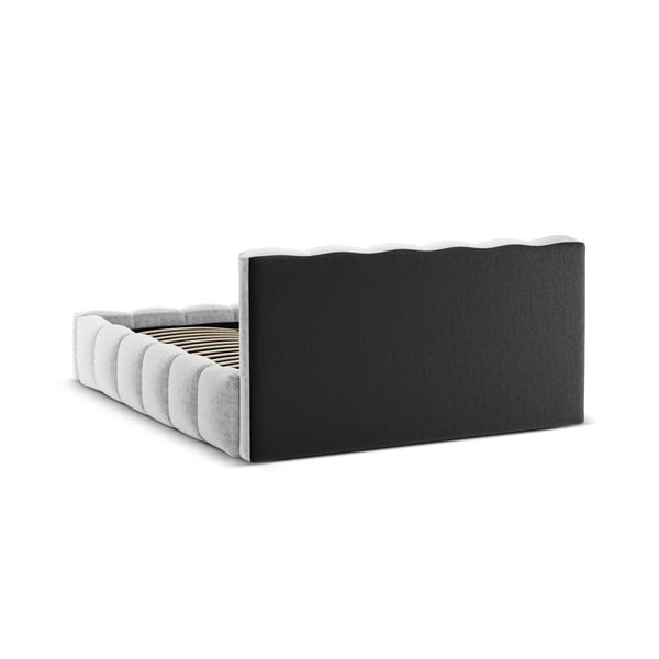 Světle šedá čalouněná dvoulůžková postel s úložným prostorem a roštem 180x200 cm Lupine – Micadoni Home-image-4