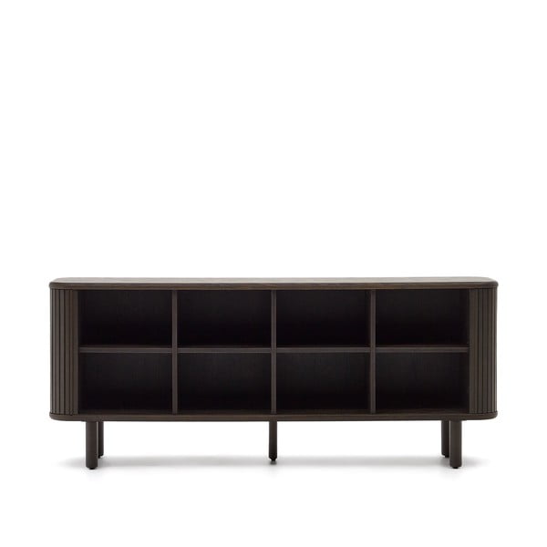 Tmavě hnědá nízká komoda v dekoru jasanu s posuvnými dveřmi 180x75 cm Mailen – Kave Home-image-2