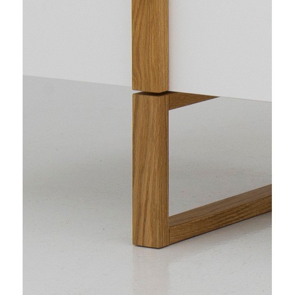 Bílý TV stolek s nohami z dubového dřeva Tenzo Birka-image-1