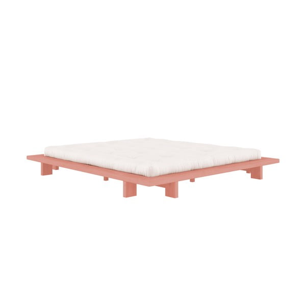 Světle růžová dvoulůžková postel z borovicového dřeva s roštem 180x200 cm Japan – Karup Design
