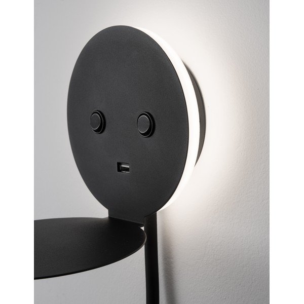 Černé hliníkové LED nástěnné svítidlo s ohybatelnou konstrukcí/s USB portem Eclip – Nova Luce-image-2