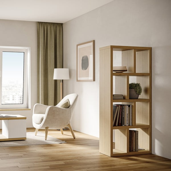 Knihovna v dekoru dubu v přírodní barvě 70x159 cm Berlin – TemaHome-image-1
