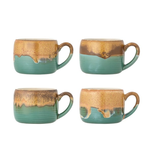 Zelené/hnědé hrnky v sadě 4 ks z kameniny 400 ml Sheen – Bloomingville