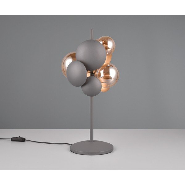 Stolní lampa se skleněným stínidlem v šedo-zlaté barvě (výška 50 cm) Bubble – Trio Select-image-2