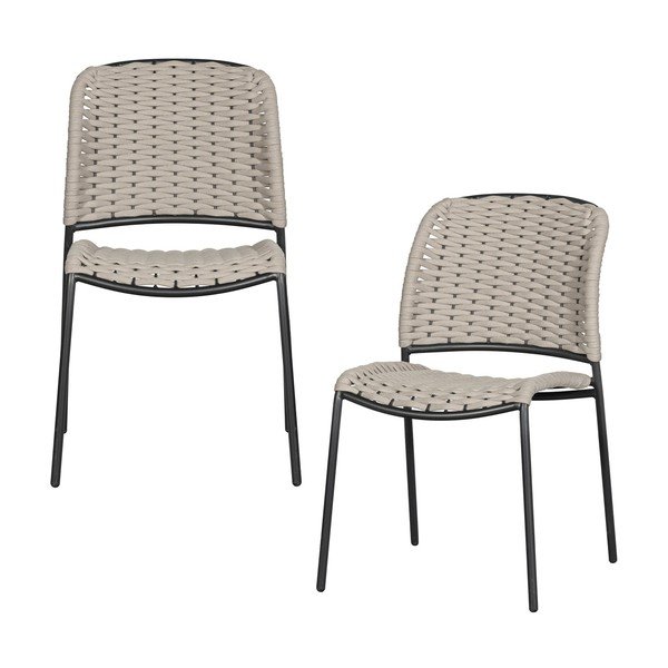 Černo-béžové kovové zahradní židle v sadě 2 ks Taku – Exotan-image-1