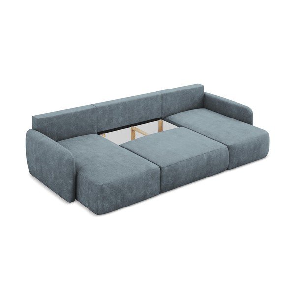 Šedomodrá žinylková rozkládací/s úložným prostorem rohová pohovka (do "U") Lilo – Makamii-image-3