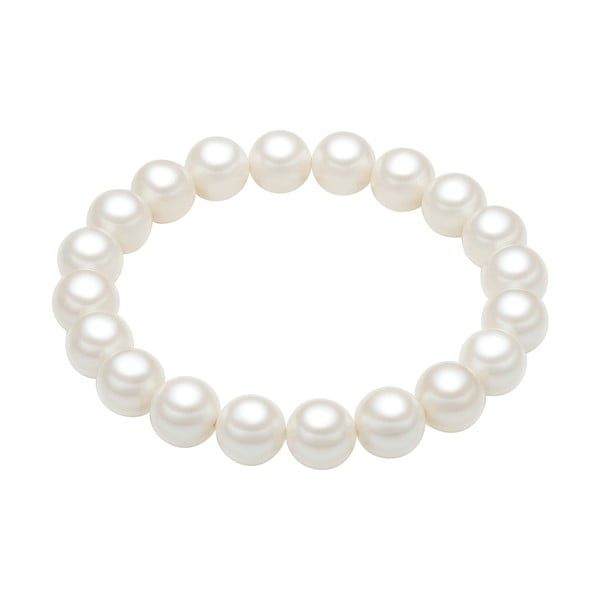 Perlový náramek Muschel, bílé perly, ⌀ 1 x délka 19 cm