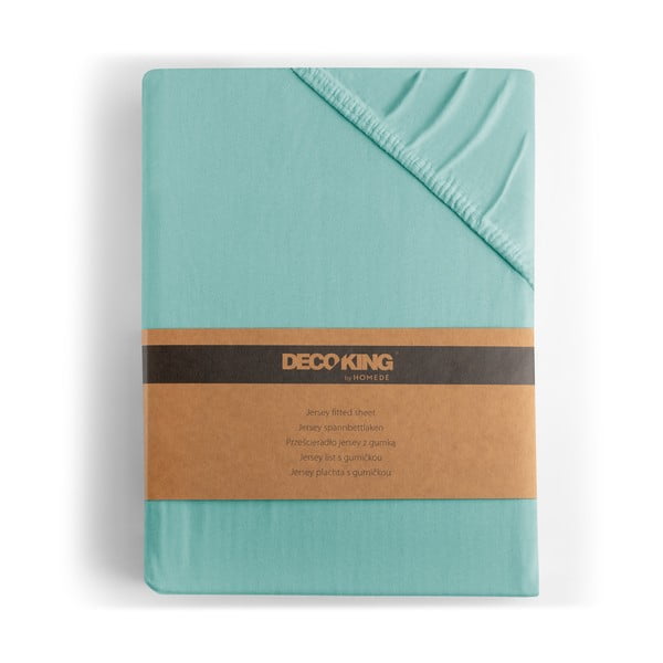 Tyrkysové napínací prostěradlo jersey 240x220 cm Amber – Restilo-image-4