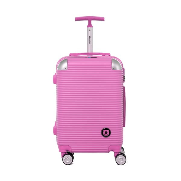 Růžový cestovní kufr na kolečkách s kódovým zámkem Teddy Bear Larisa, 44 l