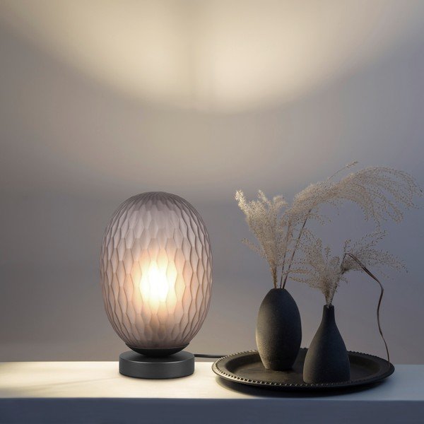 Matně černá stolní lampa se skleněným stínidlem (výška 28,5 cm) Facette – Trio-image-1