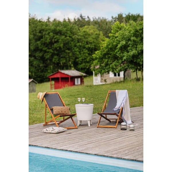 Šedé skládací zahradní lehátko z akáciového dřeva Bonami Essentials Deck-image-1